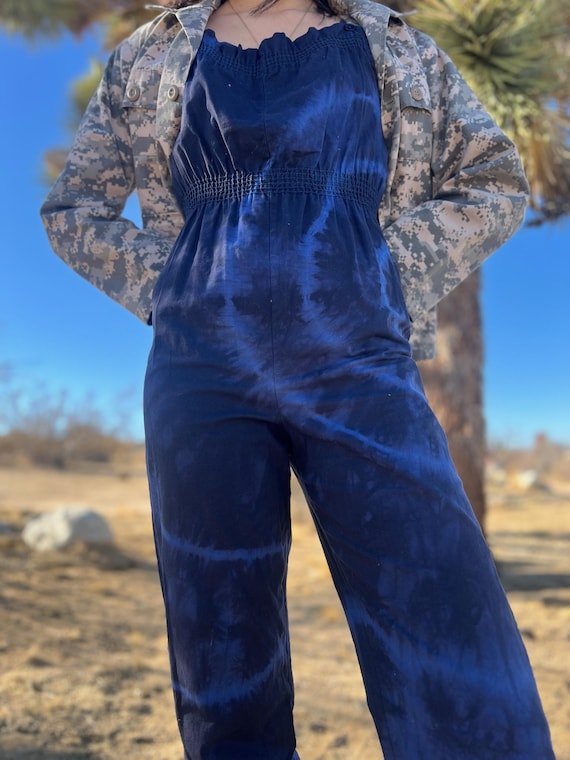 1970s Blue Cotton Jumpsuit / Bibbed Overall Jumps… - image 6