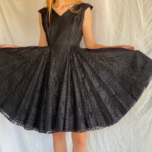1950s Lace Dress / Circle Full Skirt / Party Dress / Vogue Special Design 1950&#39;s Lace Dress/ 1960&#39;s Cocktail Dress / Sixties Dress