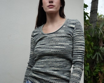 y2k M Missoni Sweater / Knit Top / Zig Zag Scoop Neck Shirt