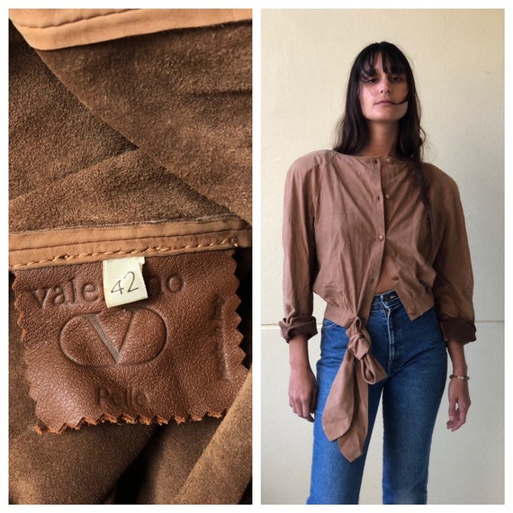 Vintage Valentino Leather Shirt / suede leather to