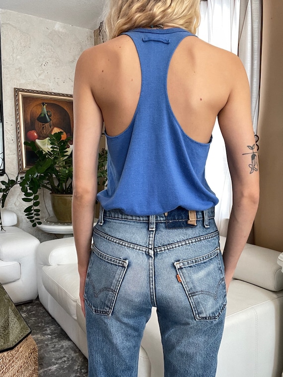 Vintage Racerback Tank Top / Open Sides Roomy Tan… - image 3