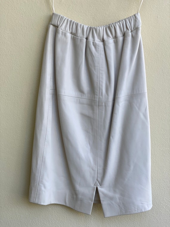 White Leather Skirt / Soft White Avant Garde Leat… - image 6