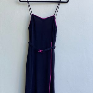 Vintage 70's Cigarette Print Dress / Lip Print Dress / Black Crepe High Pink Slit Dress with Short Sleeve Jacket image 6