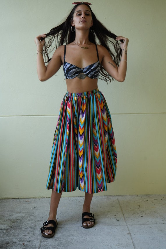 【ネット限定】 Printed Ikat / Skirt Gauche Rive YSL Skirt Midi Vintage / スカート