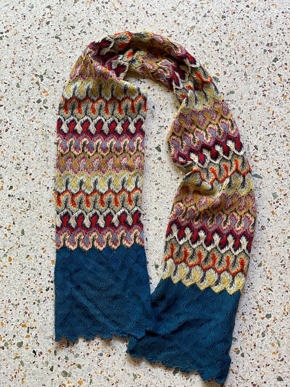 1930's Knit Scarf / Art Deco / Christmas Present /