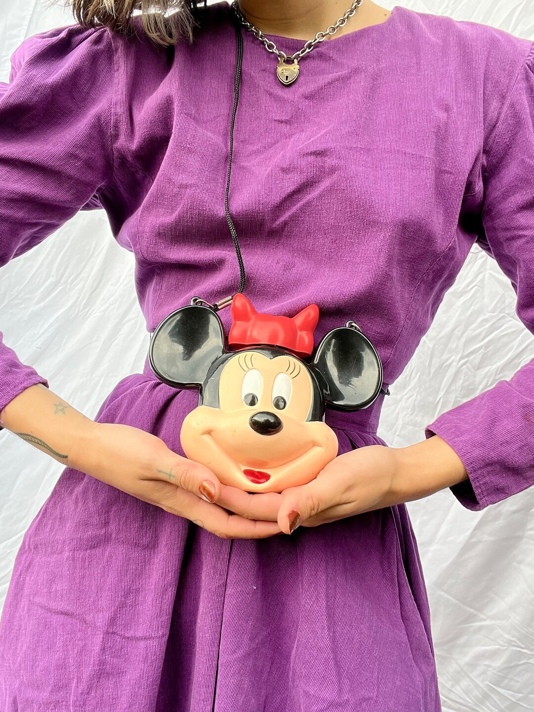 Vintage 90's Minnie Mouse Canteen / Vacation Novelty Disney Mouse Head Water Bottle /