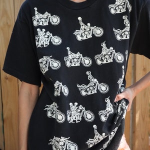 Skeletons Banging on a Motorcycle Tee / Vintage Killer Graphics Tshirt / All over Print Tshirt / NSFW Tshirt image 4
