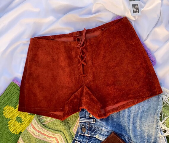 1970's Leather Shorts / Hot Pants / Haute Hippie W