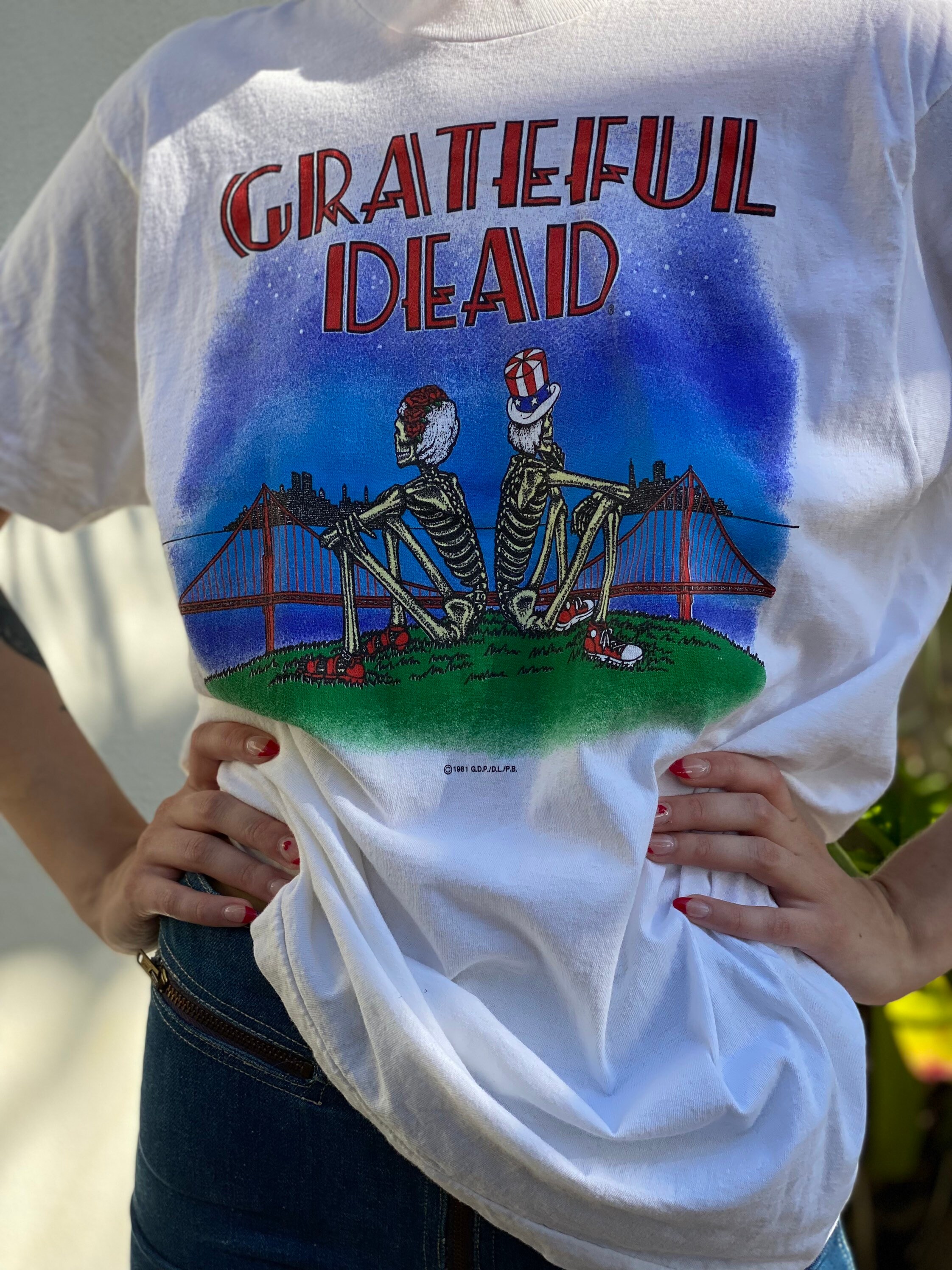 1981 Grateful Dead Band Tshirt / Golden Gate Bridge Rock Tee