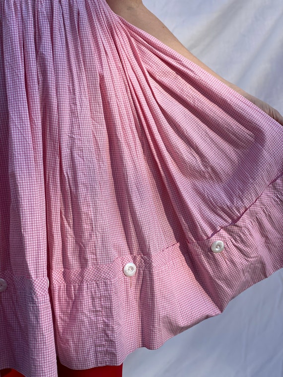 60's Cotton Dress / Pink and White Picnic Check P… - image 4