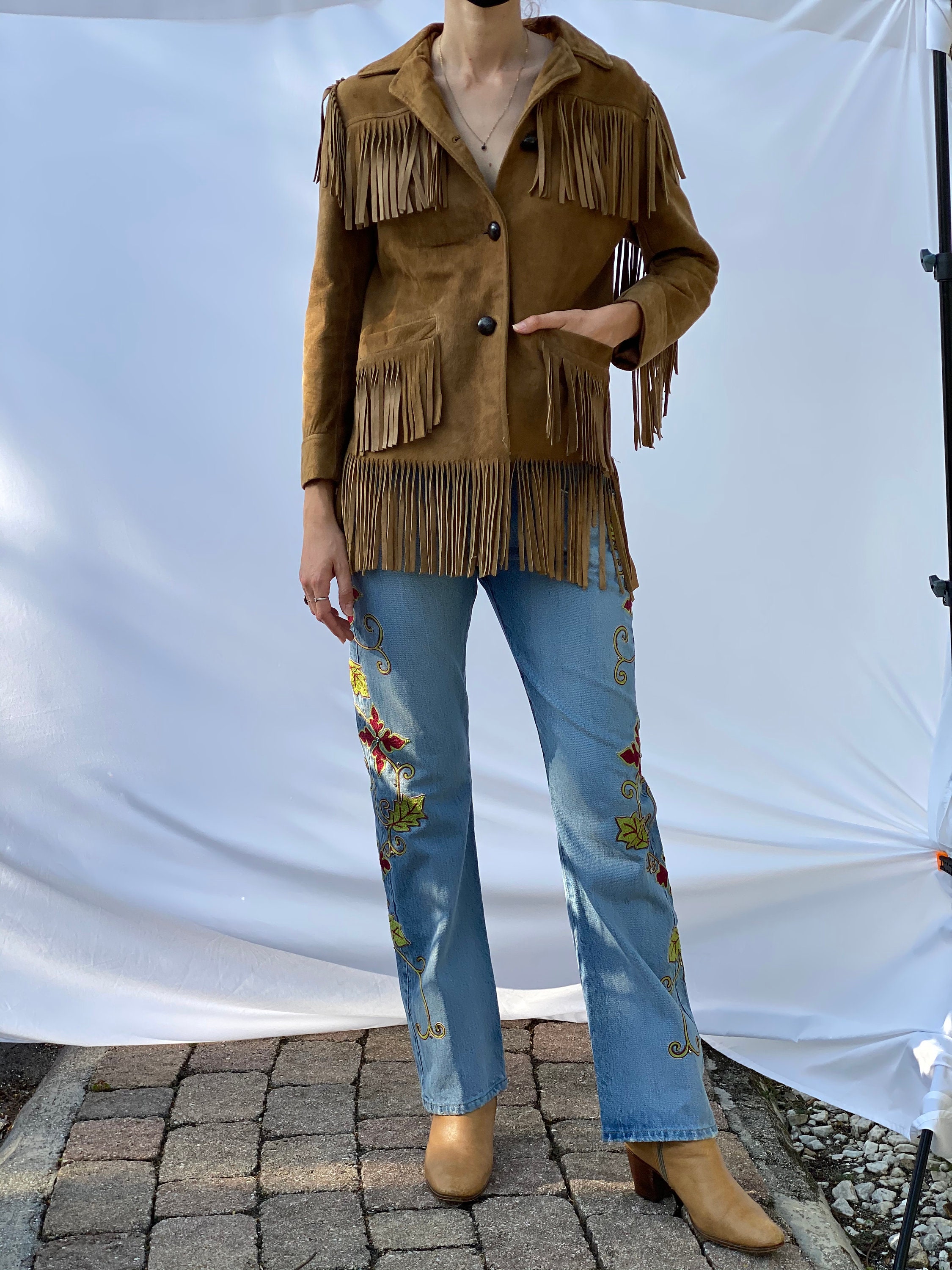 Vintage Sears The Leather Shop Suede Sherpa Fur Coat Jacket