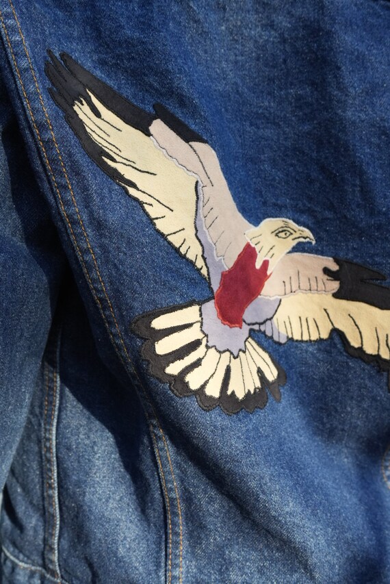 Vintage Levi's Jean Jacket / Eagle Patchwork Appl… - image 3