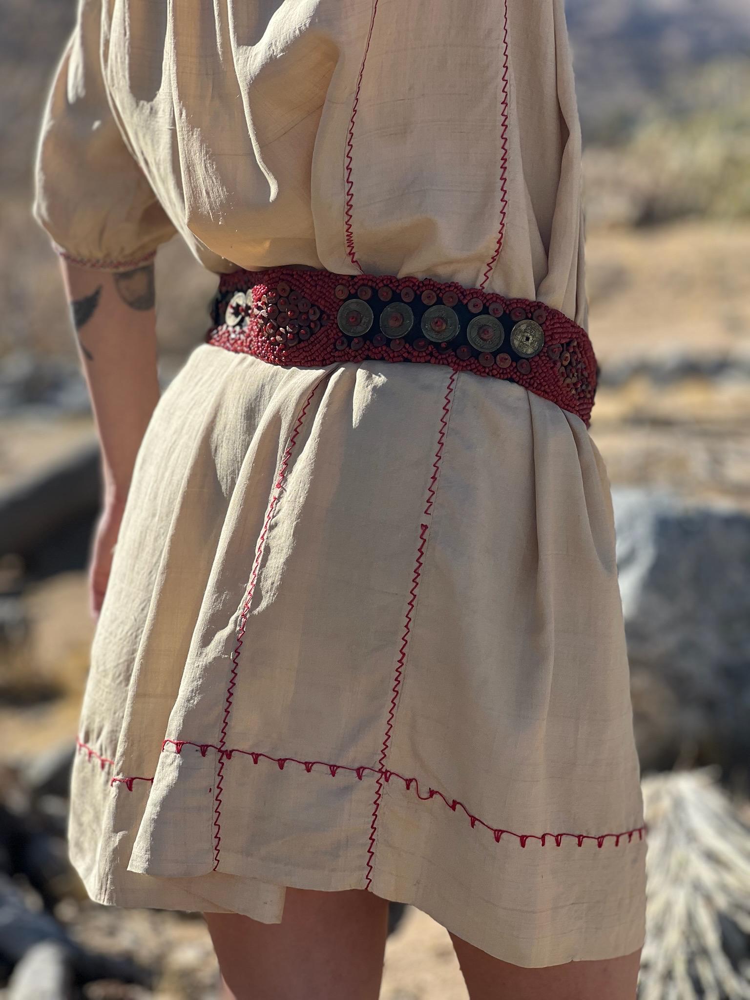 VTG Wooden Disc Beaded Elastic Belt 36\