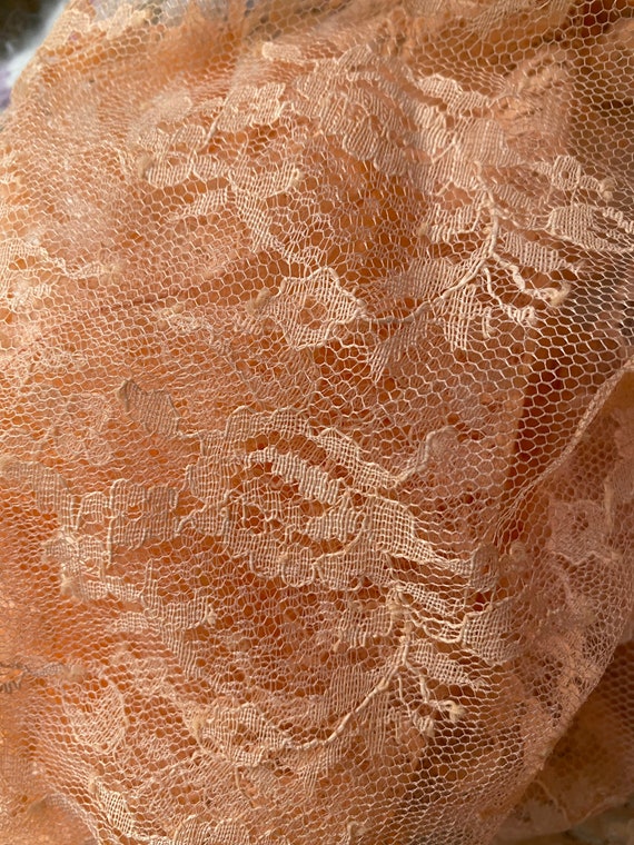 1970's Lace Blouse / Peach Sheer Shirt / See Thro… - image 9