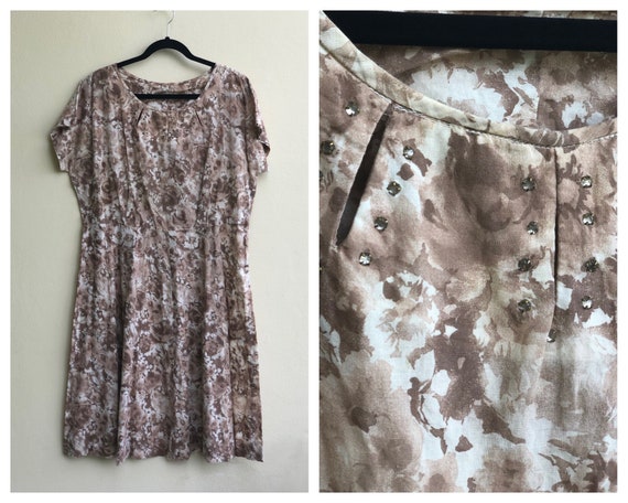 Volup 1950's Rhinestone Vintage Dress / Plus Size