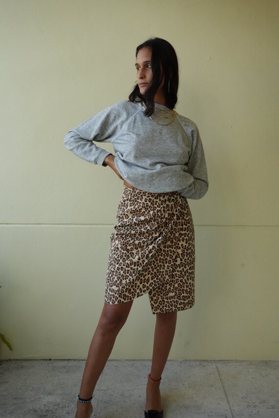 Leather Mini Skirt /Leopard Animal Printed Wrap S… - image 6
