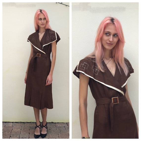 1930s Dress / Thirties Daywear / L'aiglon Deadstoc