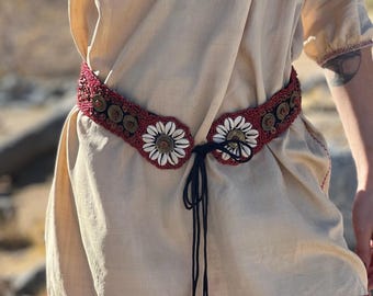 Boho Statement Layered Double Strand Waist Belt Coins Wood beads Hippie Gypsy OS Tribal Fusion Belt | Gypsy Belt | Belly Dance Coins Belt  main image 4