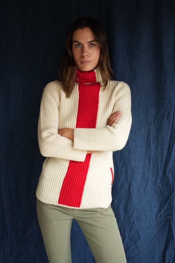 Nineties Prada Turtleneck Sweater with Large Red S