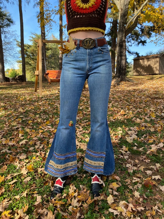 1970's Levi's Bell Bottom Jeans / Haute Hippie De… - image 6