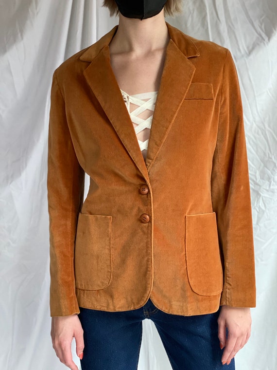 1970s Velvet Jacket / Copper Brown Velvet Suit / … - image 9
