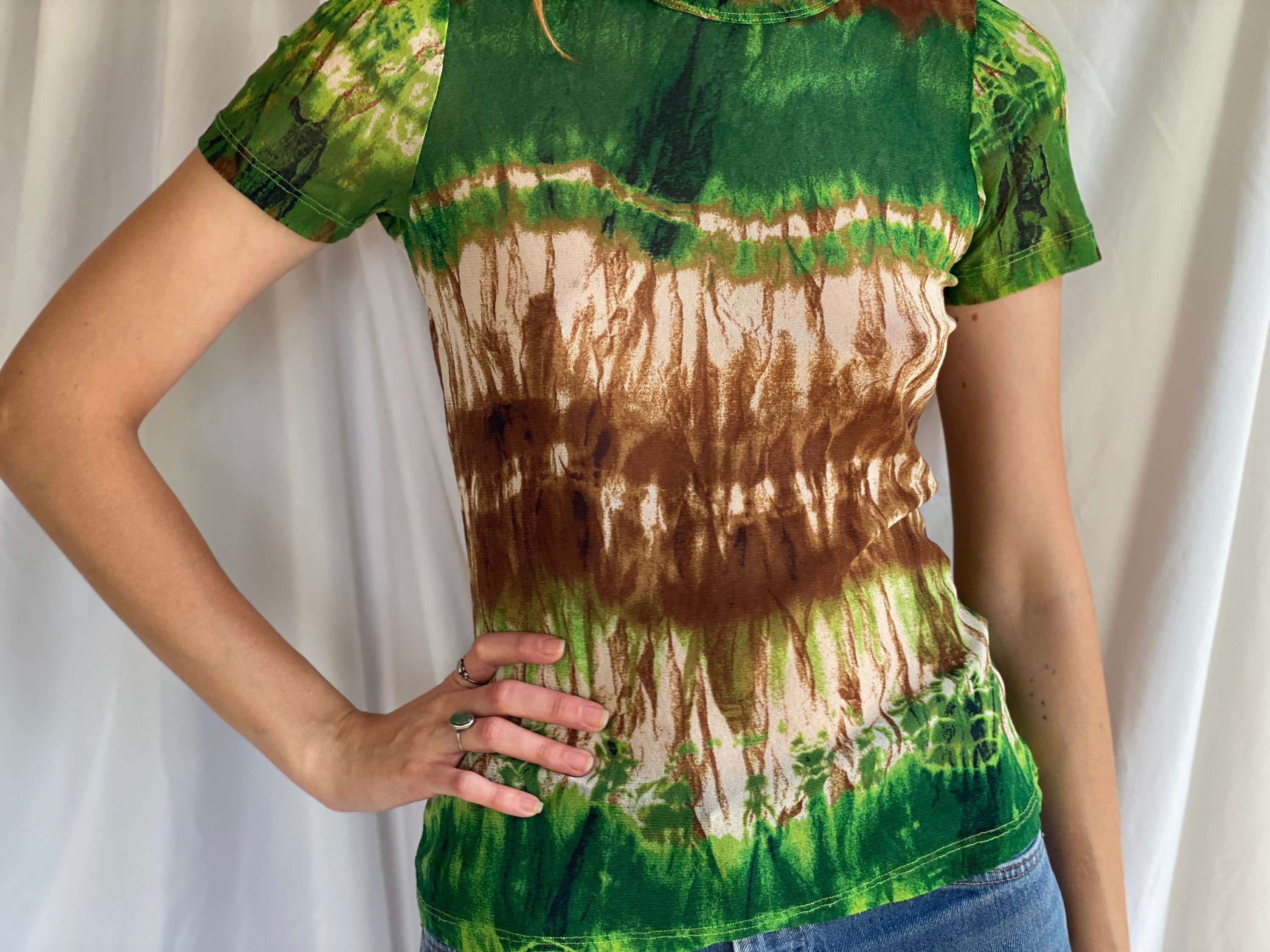 Chemistry Eagle Shirt Mens Medium Brown Green Camo Tie Dye Short Sleeve Tee