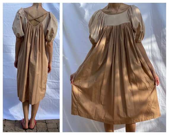 Vintage Puffed Sleeves Dress / Nap Dress / Balloon