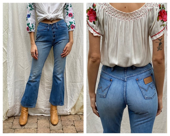 Vintage Wrangler Jeans / 1970's Button Fly Jeans /