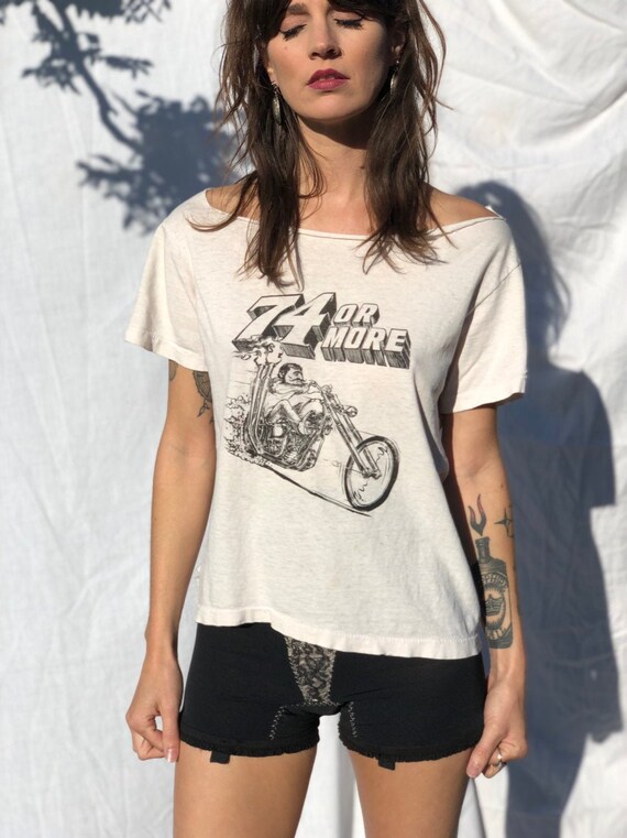 70's Threadbare Moto T-shirt / Paper Thin Super So
