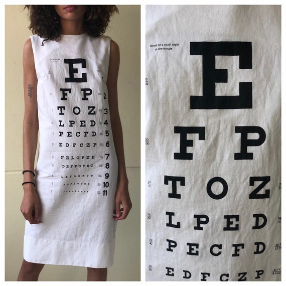 RARE 1960's Novelty Printed Shift Dress / Eye Char