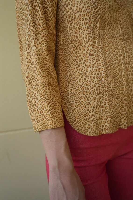 Vintage Leopard Printed Leather Shirt / Suede Lea… - image 3