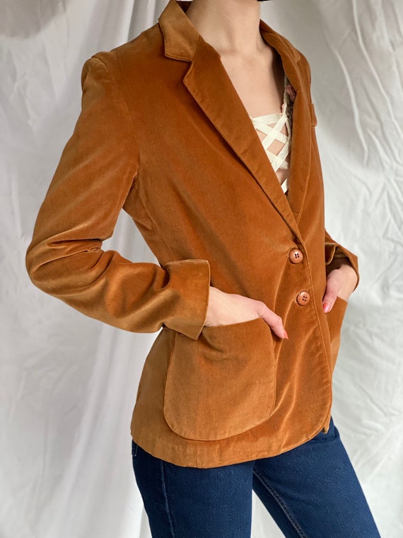 1970s Velvet Jacket / Copper Brown Velvet Suit / … - image 2