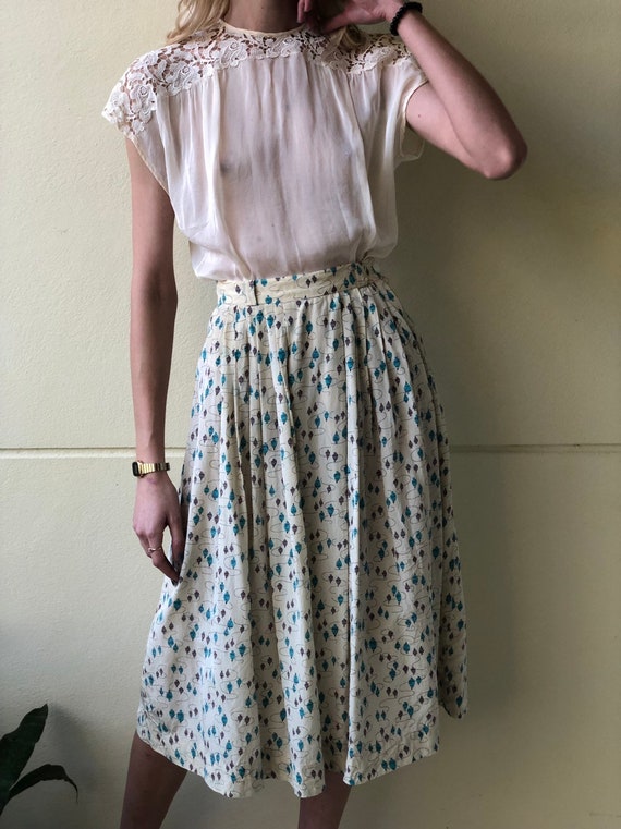 1950's Skirt / Novelty Vase Midi Skirt / Novelty … - image 9