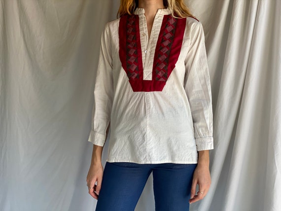 Vintage Quilt Blouse / Cotton Festival Blouse / R… - image 1