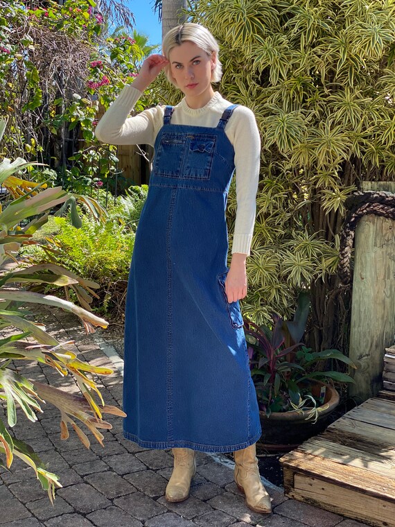 Y2k Denim Maxi Dress / Overalls Dress 