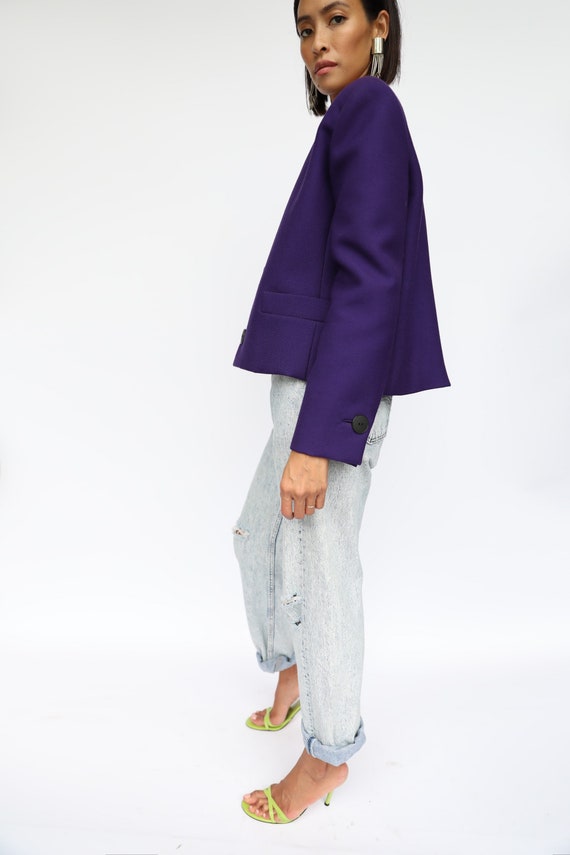 80's Boxy Blazer / Helga Designer Purple Wool Blen