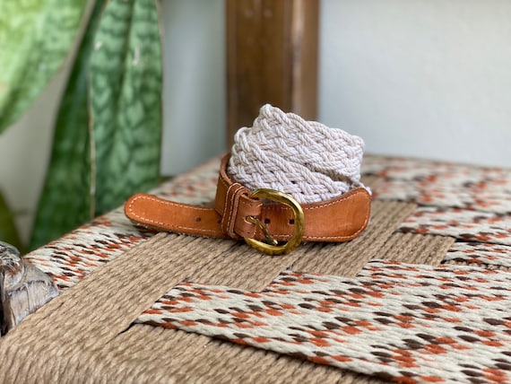 Vintage Tan Brown Silver Chainlink Genuine Leather Statement Belt Retro Vintage Brown Leather Chain Link Belt With Silver Buckle - Etsy main image 3