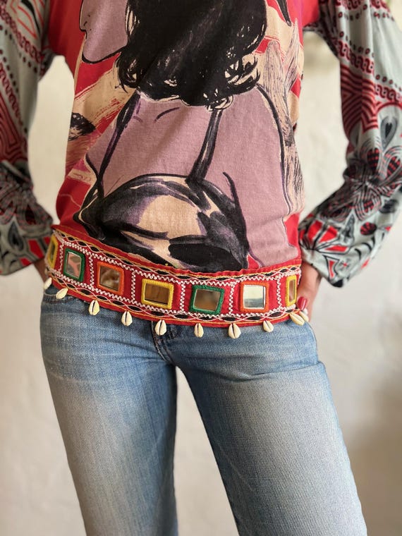 Gorgeous Hippie Belt / 26-36" Waist / Hand Beaded… - image 3