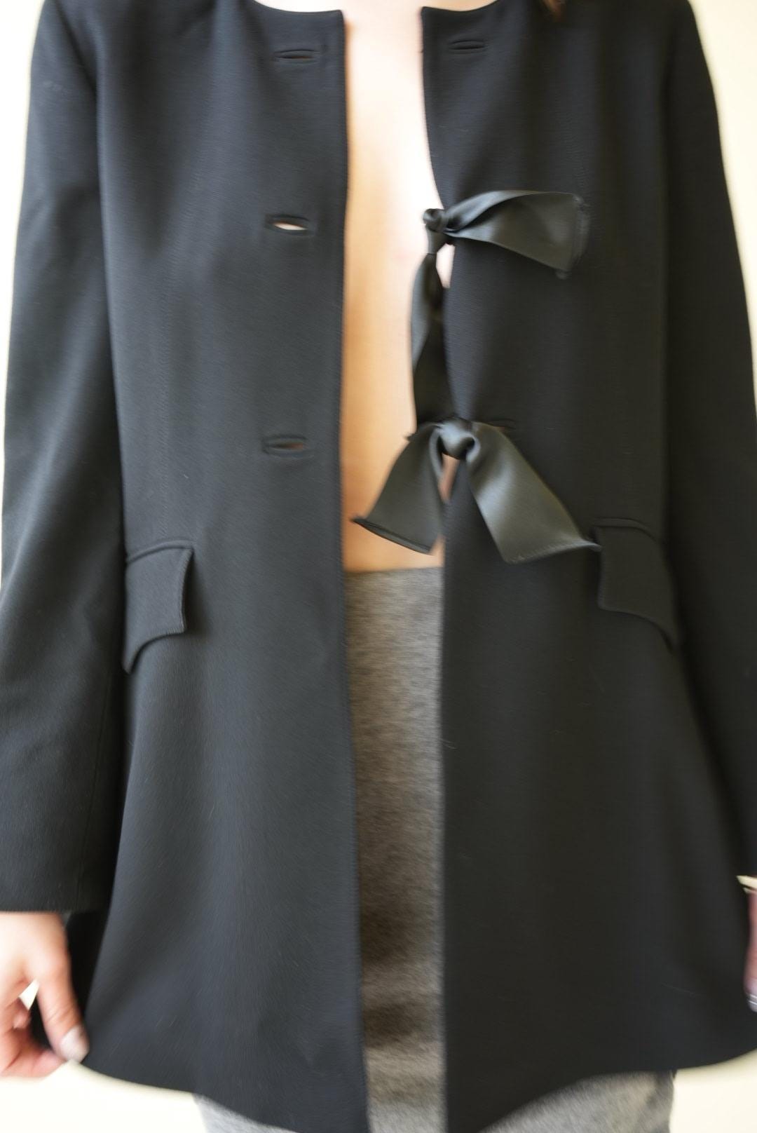 Vintage Wool Blazer With Ribbons to Close / Barneys New York
