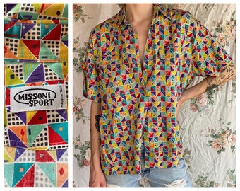 Vintage Missoni Shirt / Perfectly Classic 80's Shirt /Gender Neutral Button Up Shirt / Soft and Worn Shirt / Boyfriend Shirt