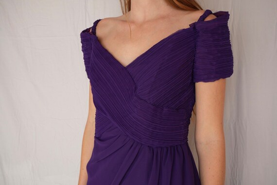 Purple Fortuny Pleated Dress / Eighties Off Shoul… - image 10