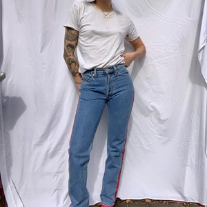1990's y2k POLO Denim Jeans / 26 Waist / Basic Nineties Jeans / Tuxedo Ribbon Polo Ralph Lauren Logo image 5