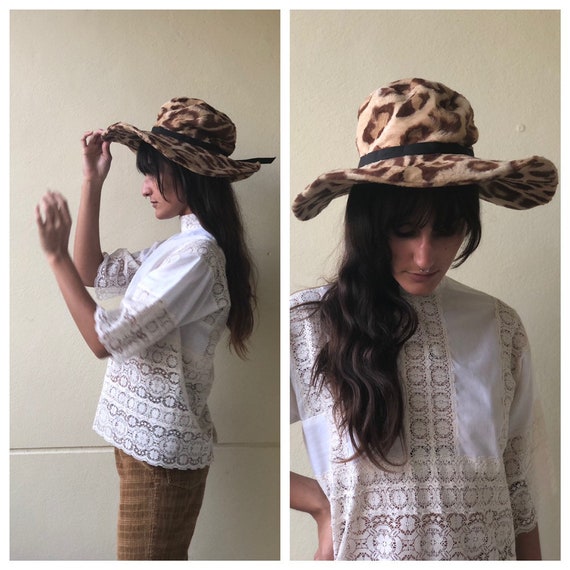 1960's Adolfo Réalités Leopard Printed Floppy Hat