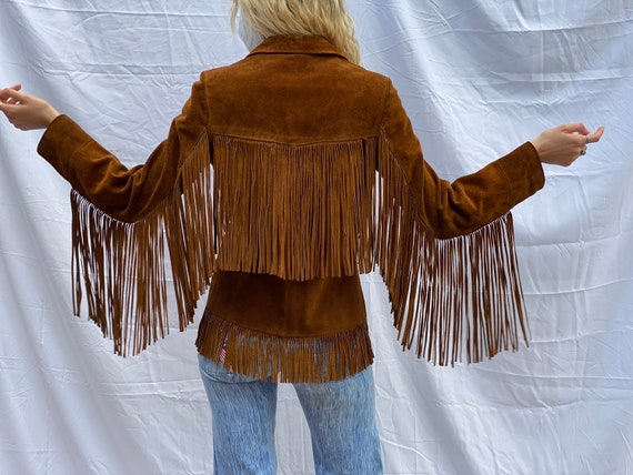 Fringe Suede Jacket / Vintage 1970's Leather Jacke