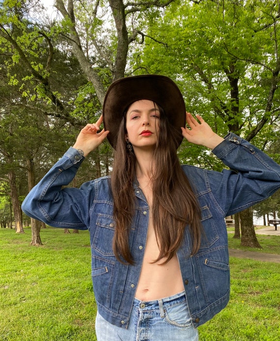 1960's Vintage Denim Jacket / Selvedge Jean Jacket / Dark Wash