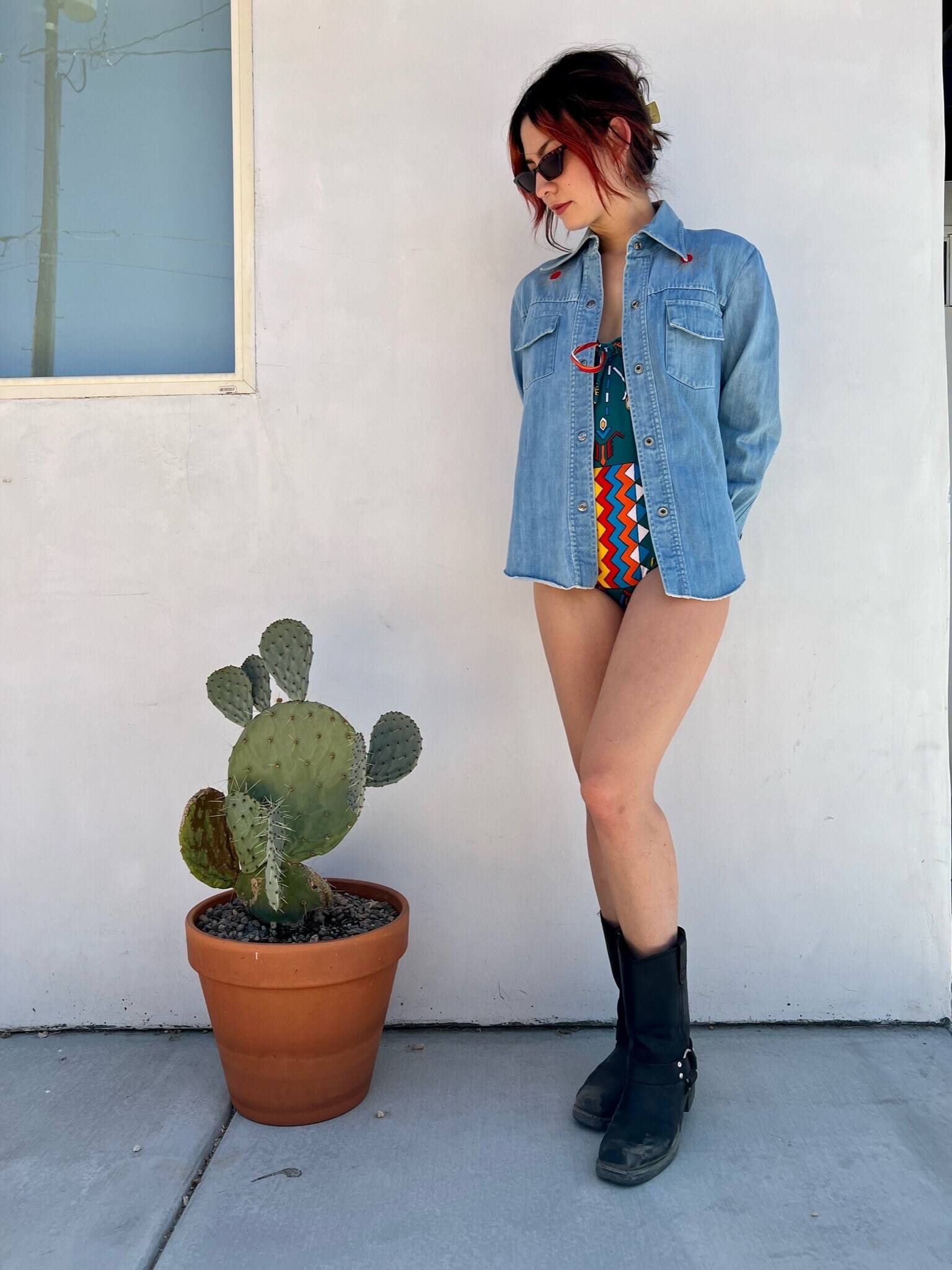 1970s Denim Embroidered Jacket / Light Wash Jean Jacket