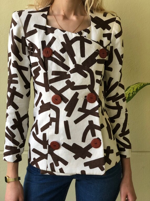 80s Lillie Rubin Suit Blazer / Chocolate and Star… - image 2