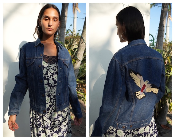 Vintage Levi's Jean Jacket / Eagle Patchwork Appl… - image 1
