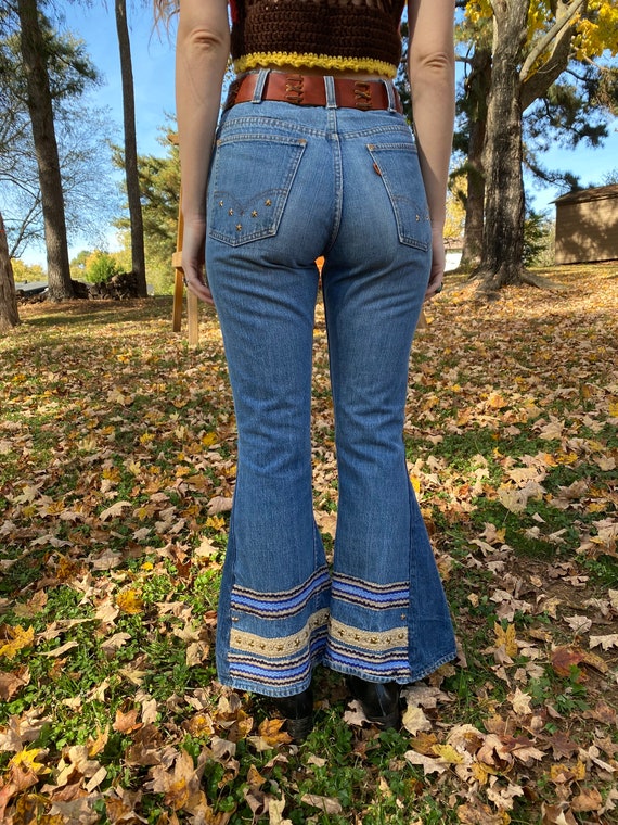 1970's Levi's Bell Bottom Jeans / Haute Hippie De… - image 2