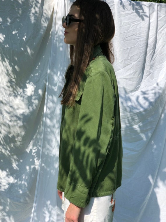 Vintage Army Green Jacket / Unisex Shirt / Autumnal G… Gem